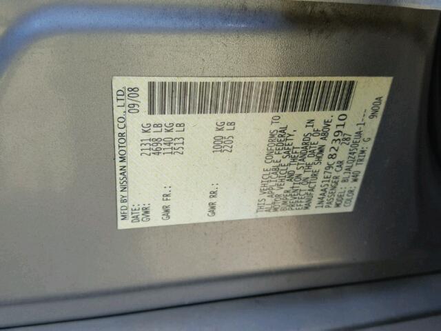 1N4AA51E79C823910 - 2009 NISSAN MAXIMA GRAY photo 10