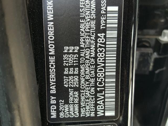 WBAVL1C58DVR83784 - 2013 BMW X1 XDRIVE2 BLACK photo 10