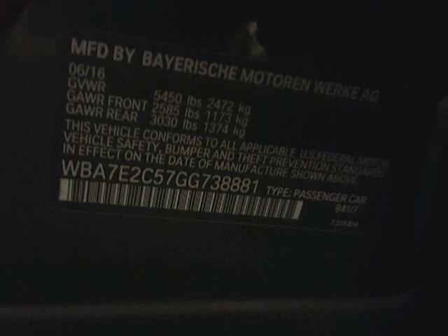 WBA7E2C57GG738881 - 2016 BMW 740 I GRAY photo 10