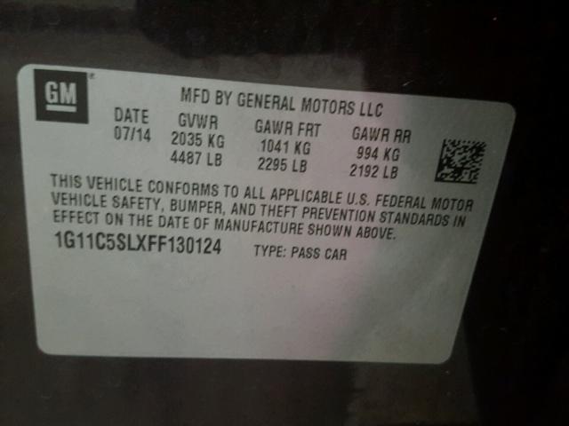 1G11C5SLXFF130124 - 2015 CHEVROLET MALIBU 1LT PURPLE photo 10