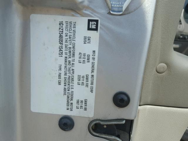 1G1ZT54805F154751 - 2005 CHEVROLET MALIBU LS 银色 照片 10