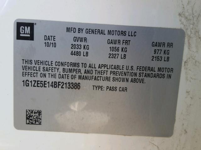 1G1ZE5E14BF213386 - 2011 CHEVROLET MALIBU LTZ 白色 照片 10