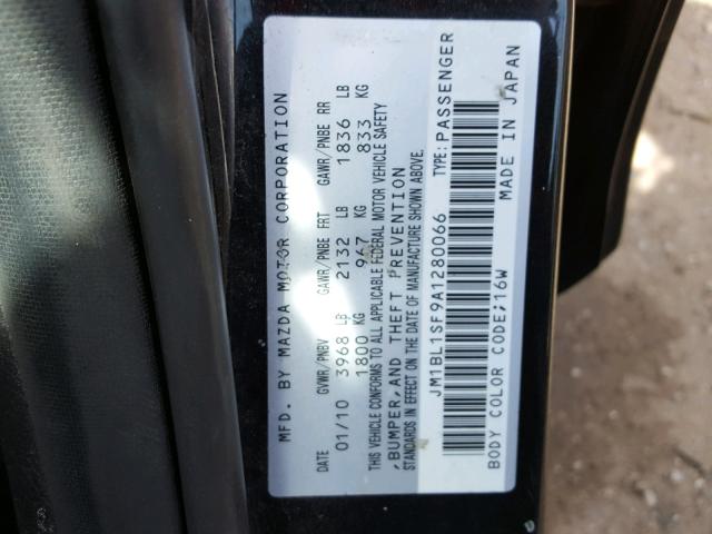 JM1BL1SF9A1280066 - 2010 MAZDA 3 I BLACK photo 10