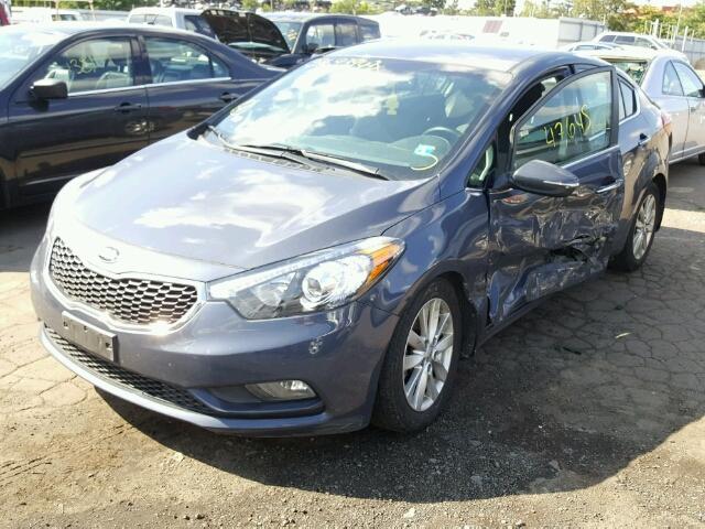 KNAFX4A84F5309089 - 2015 KIA FORTE EX BLUE photo 2