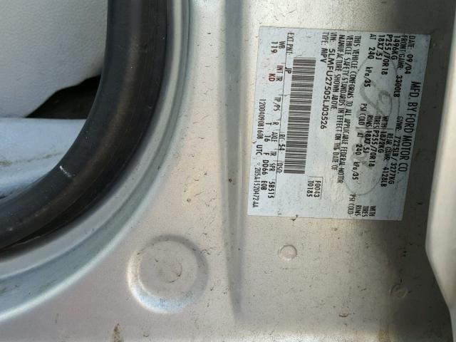 5LMFU27505LJ03526 - 2005 LINCOLN NAVIGATOR 银色 照片 10