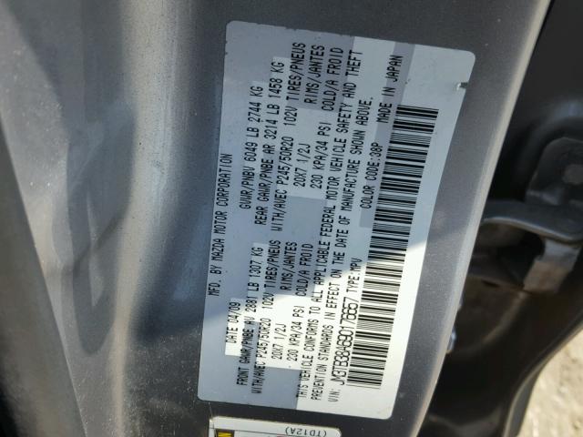 JM3TB38A690176657 - 2009 MAZDA CX-9 GRAY photo 10