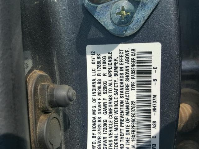 19XFB2F96CE037622 - 2012 HONDA CIVIC EXL Boz foto 10