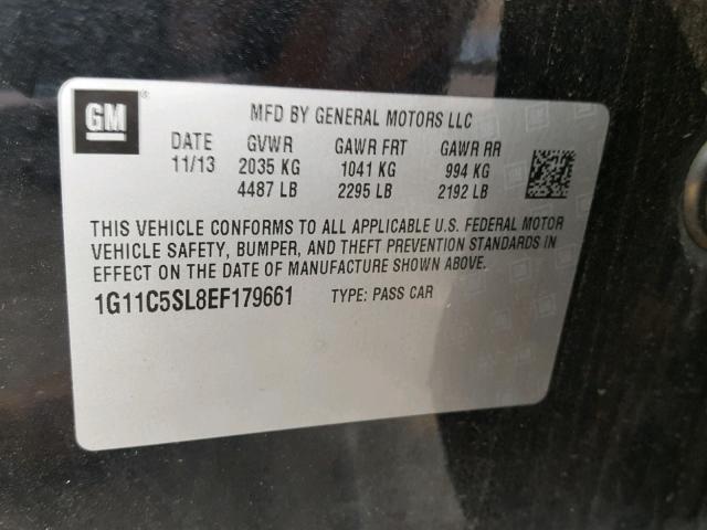 1G11C5SL8EF179661 - 2014 CHEVROLET MALIBU 1LT შავი ფოტო 10