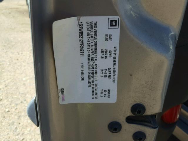 1G2WR5212YF242711 - 2000 PONTIAC GRAND PRIX SILVER photo 10