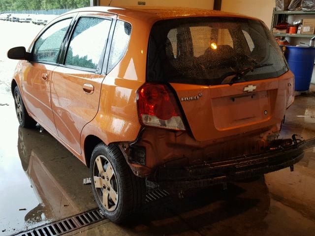 KL1TD66607B758622 - 2007 CHEVROLET AVEO BASE Pomarańczowy zdjęcie 3