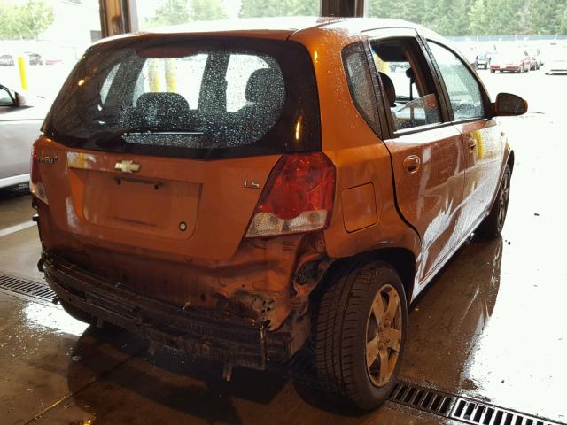 KL1TD66607B758622 - 2007 CHEVROLET AVEO BASE Pomarańczowy zdjęcie 4