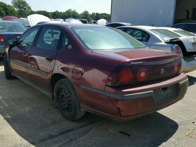 2G1WF55E329129541 - 2002 CHEVROLET IMPALA MAROON photo 3