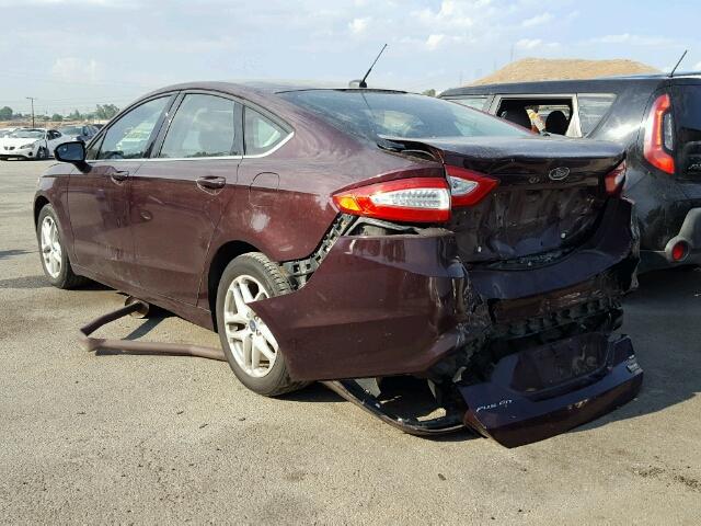 3FA6P0H73DR350340 - 2013 FORD FUSION MAROON photo 3