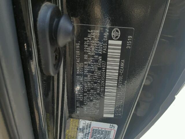 4T1BE32KX5U044027 - 2005 TOYOTA CAMRY BLACK photo 10