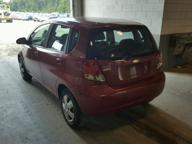 KL1TD66697B795362 - 2007 CHEVROLET AVEO BASE Czerwony zdjęcie 3