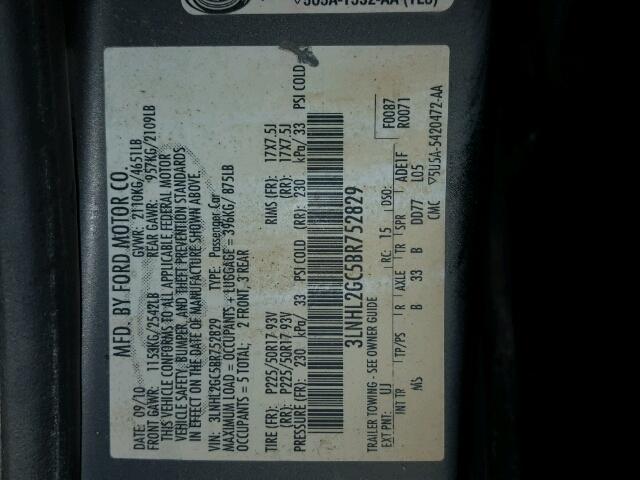 3LNHL2GC5BR752829 - 2011 LINCOLN MKZ GRAY photo 10