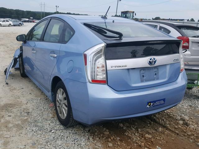 JTDKN3DP5D3043188 - 2013 TOYOTA PRIUS PLUG BLUE photo 3