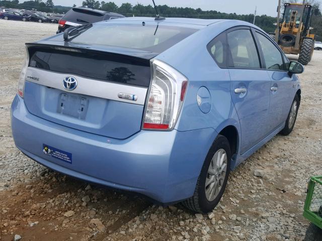 JTDKN3DP5D3043188 - 2013 TOYOTA PRIUS PLUG BLUE photo 4