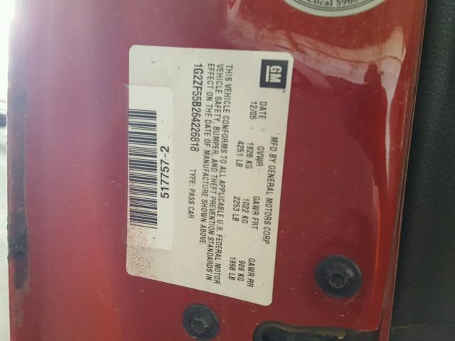 1G2ZF55B264226818 - 2006 PONTIAC G6 SE RED photo 10