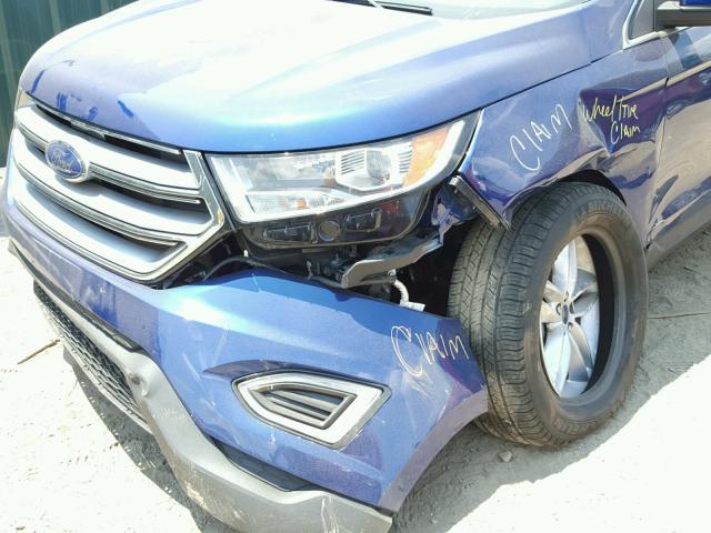 2FMTK3J88FBB32648 - 2015 FORD EDGE SEL BLUE photo 9