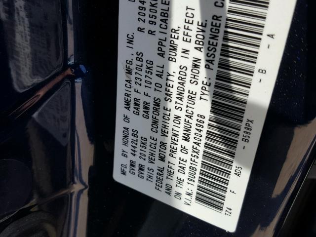 19UUB1F5XFA004968 - 2015 ACURA TLX TECH 蓝色 照片 10