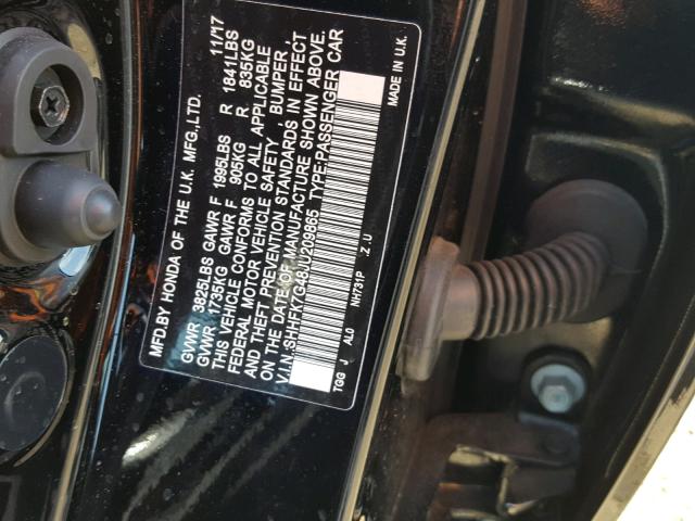 SHHFK7G48JU209865 - 2018 HONDA CIVIC SPOR BLACK photo 10