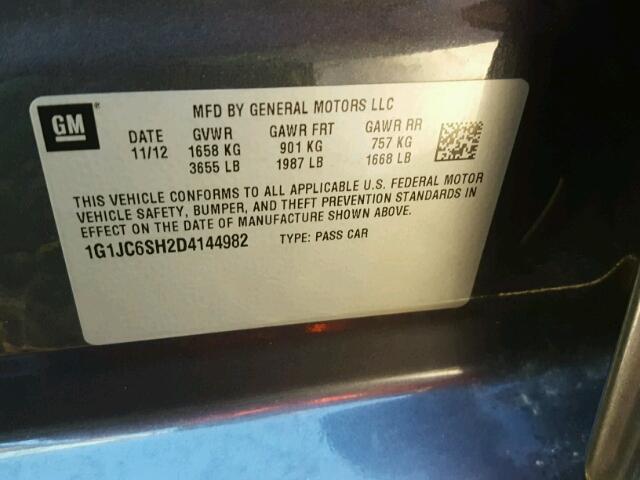 1G1JC6SH2D4144982 - 2013 CHEVROLET SONIC CHARCOAL photo 10