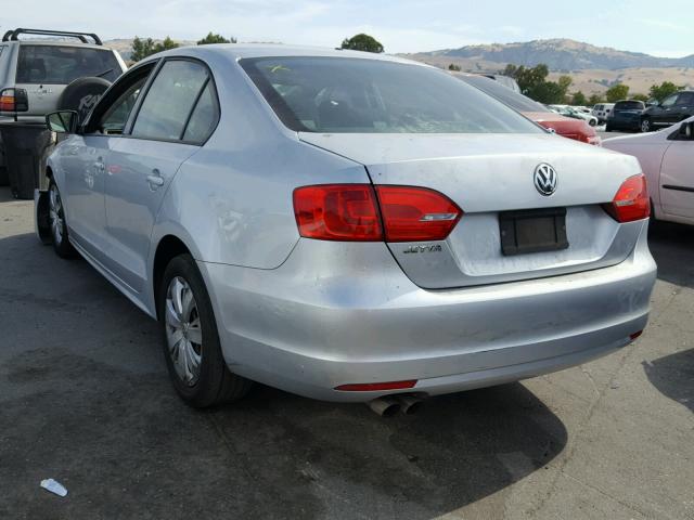 3VW2K7AJ7CM394730 - 2012 VOLKSWAGEN JETTA BASE Արծաթագույն լուսանկար 3