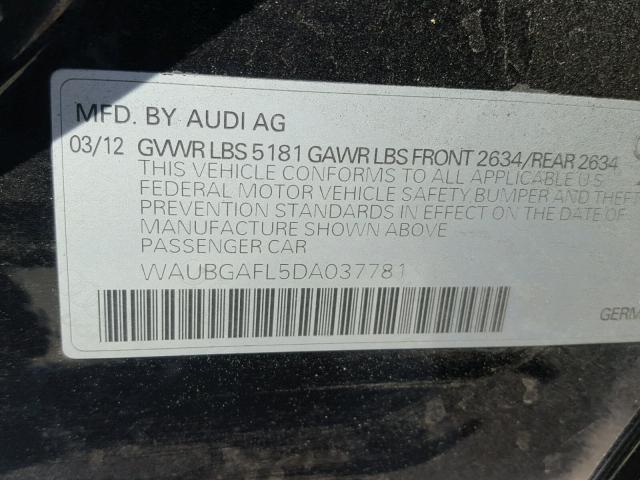 WAUBGAFL5DA037781 - 2013 AUDI S4 PREMIUM BLACK photo 10