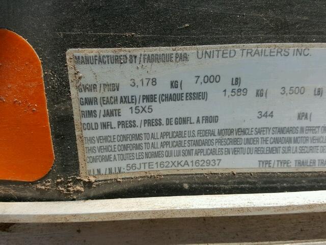 56JTE162XKA162937 - 2019 UNIT TRAILER GRAY photo 10