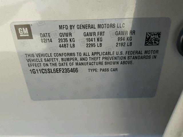 1G11C5SL6EF235466 - 2014 CHEVROLET MALIBU 1LT 金色 照片 10