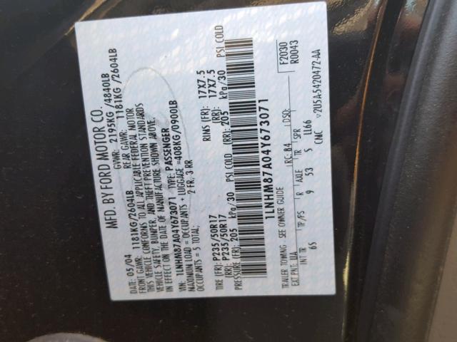 1LNHM87A04Y673071 - 2004 LINCOLN LS 黑色 照片 10