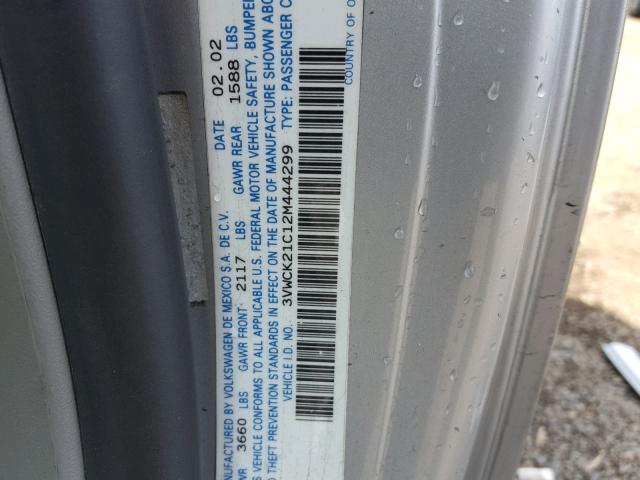 3VWCK21C12M444299 - 2002 VOLKSWAGEN NEW BEETLE 银色 照片 10