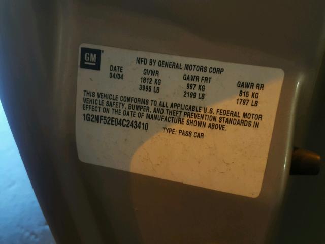 1G2NF52E04C243410 - 2004 PONTIAC GRAND AM S Qəhvəyi foto 10