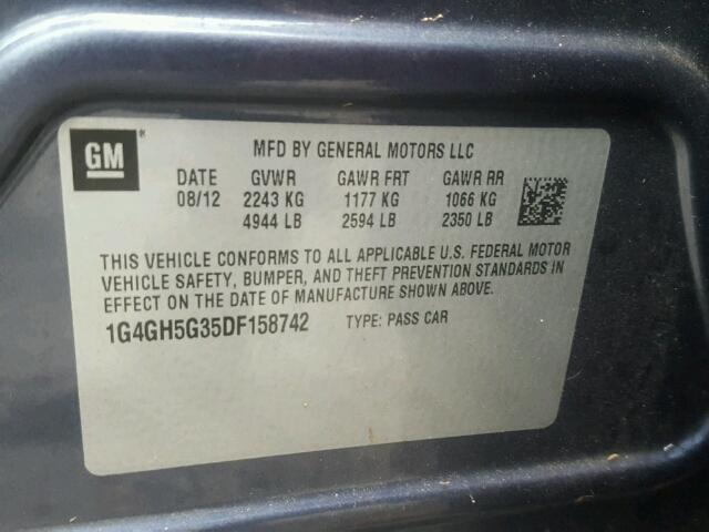 1G4GH5G35DF158742 - 2013 BUICK LACROSSE P GRAY photo 10