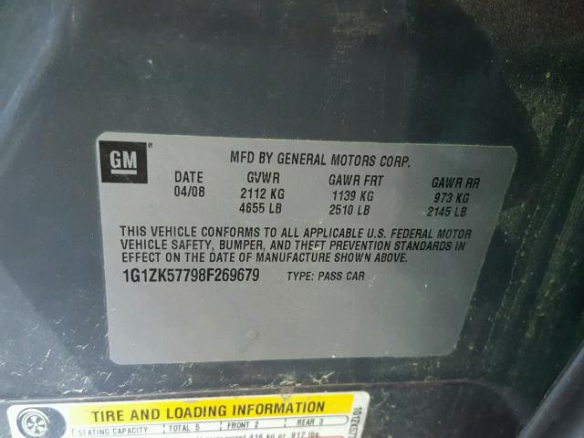 1G1ZK57798F269679 - 2008 CHEVROLET MALIBU LTZ 灰色 照片 10