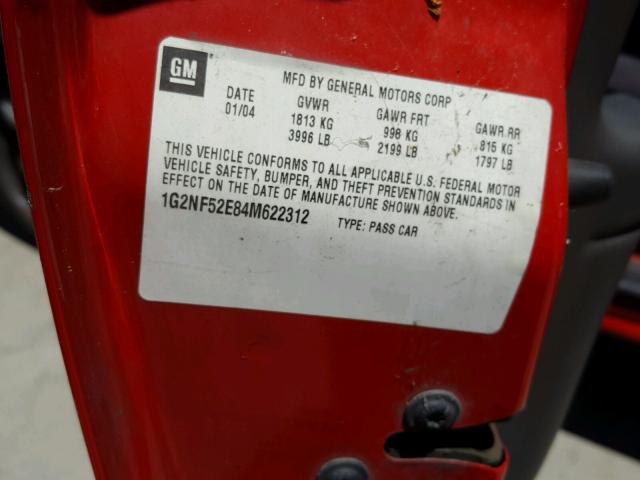 1G2NF52E84M622312 - 2004 PONTIAC GRAND AM S 红色 照片 10
