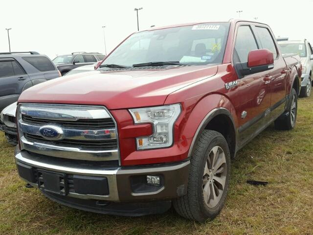 1FTEW1EF3FFA28372 - 2015 FORD F150 SUPER RED photo 2