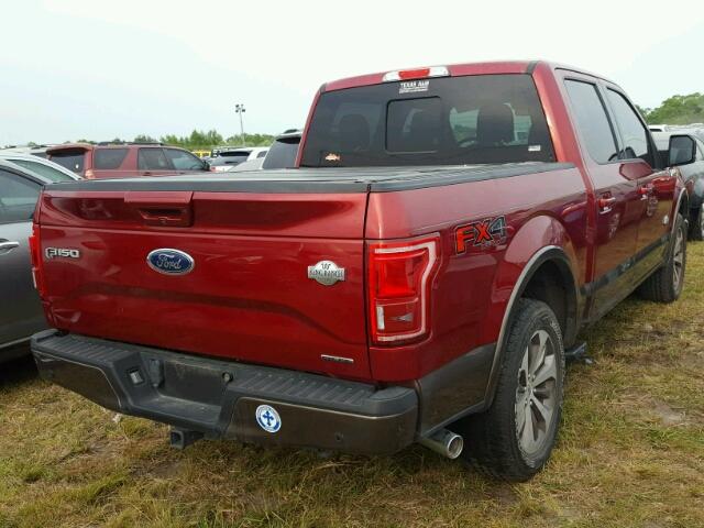 1FTEW1EF3FFA28372 - 2015 FORD F150 SUPER RED photo 4