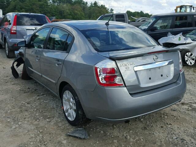 3N1AB6AP7CL662309 - 2012 NISSAN SENTRA GRAY photo 3