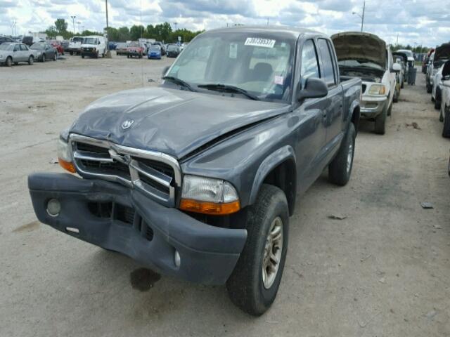 1D7HG38KX4S574272 - 2004 DODGE DAKOTA QUA GRAY photo 2