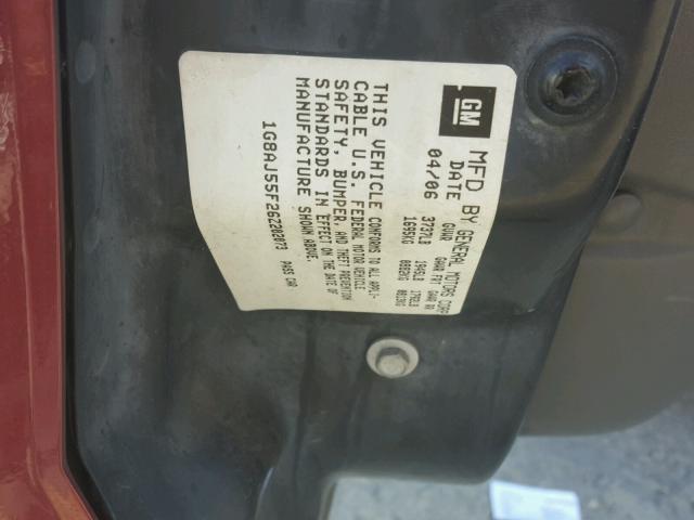 1G8AJ55F26Z202073 - 2006 SATURN ION LEVEL BURGUNDY photo 10