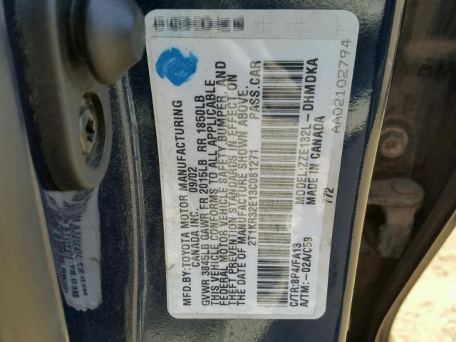 2T1KR32E13C081271 - 2003 TOYOTA MATRIX 蓝色 照片 10