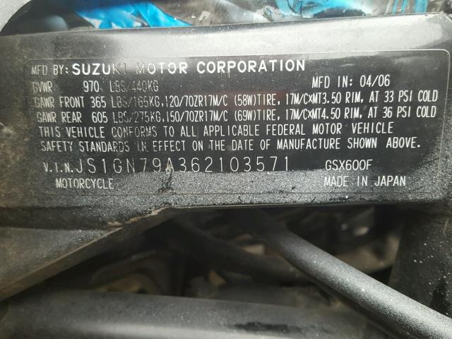 JS1GN79A362103571 - 2006 SUZUKI GSX600 F BLUE photo 10