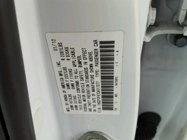 1HGCP3F87CA017577 - 2012 HONDA ACCORD EXL Ağ foto 10