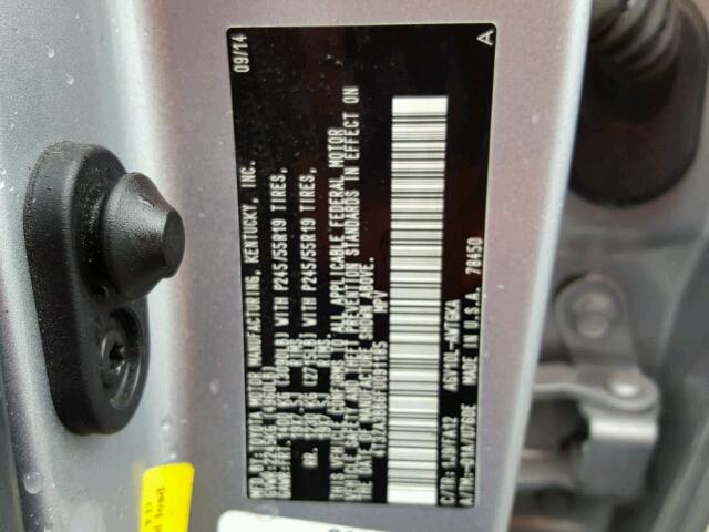 4T3ZA3BB6FU091185 - 2015 TOYOTA VENZA SILVER photo 10