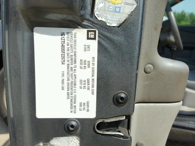 1G1ZT54895F229754 - 2005 CHEVROLET MALIBU LS ნაცრისფერი ფოტო 10