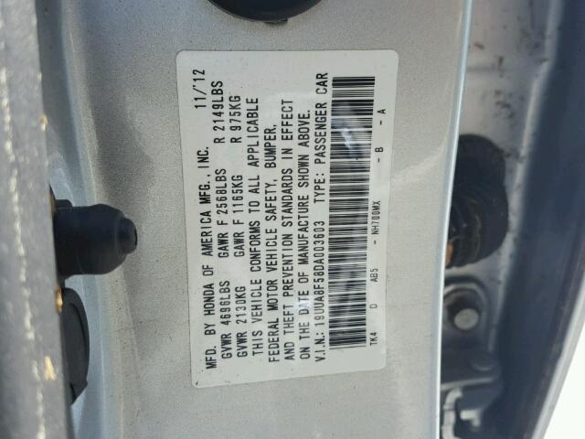 19UUA8F58DA003603 - 2013 ACURA TL TECH Արծաթագույն լուսանկար 10