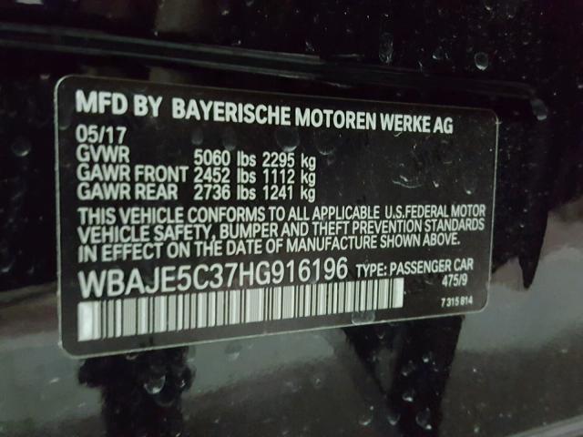 WBAJE5C37HG916196 - 2017 BMW 540 I BLACK photo 10