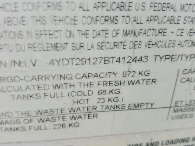 4YDT29127BT412443 - 2011 PASSPORT TRAVELTRLR WHITE photo 10